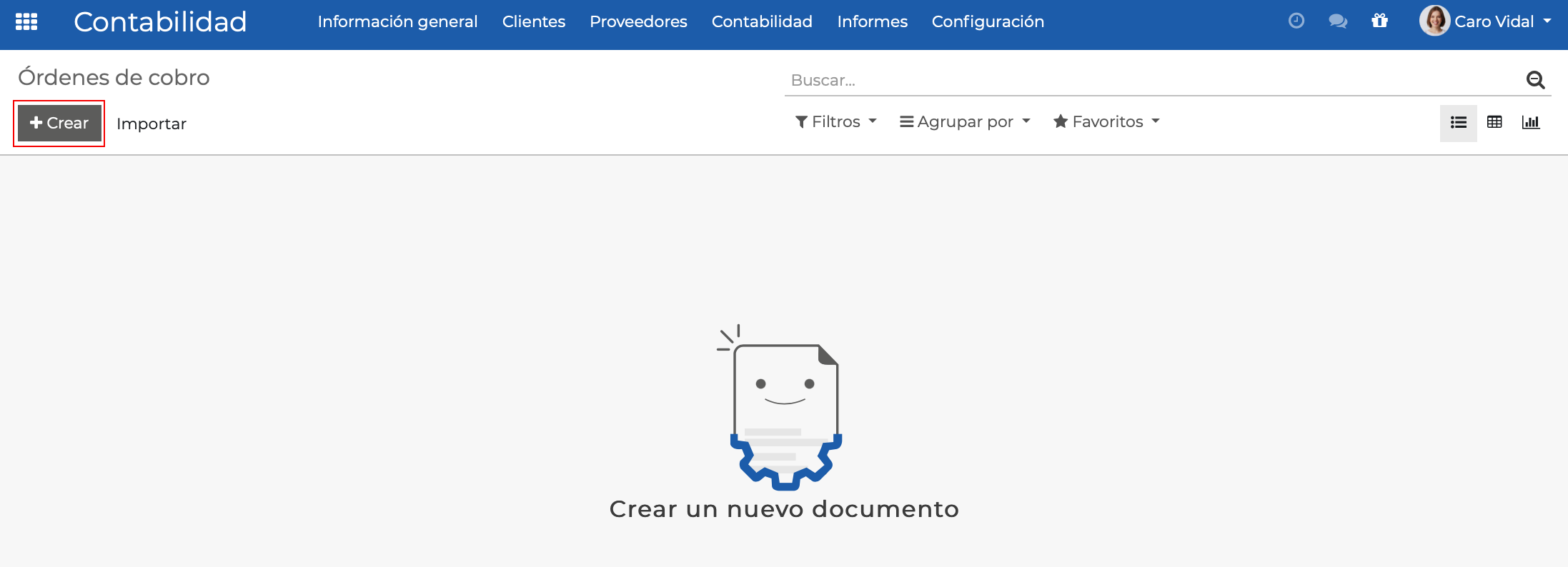 Imagen 3: Crear orden de cobro