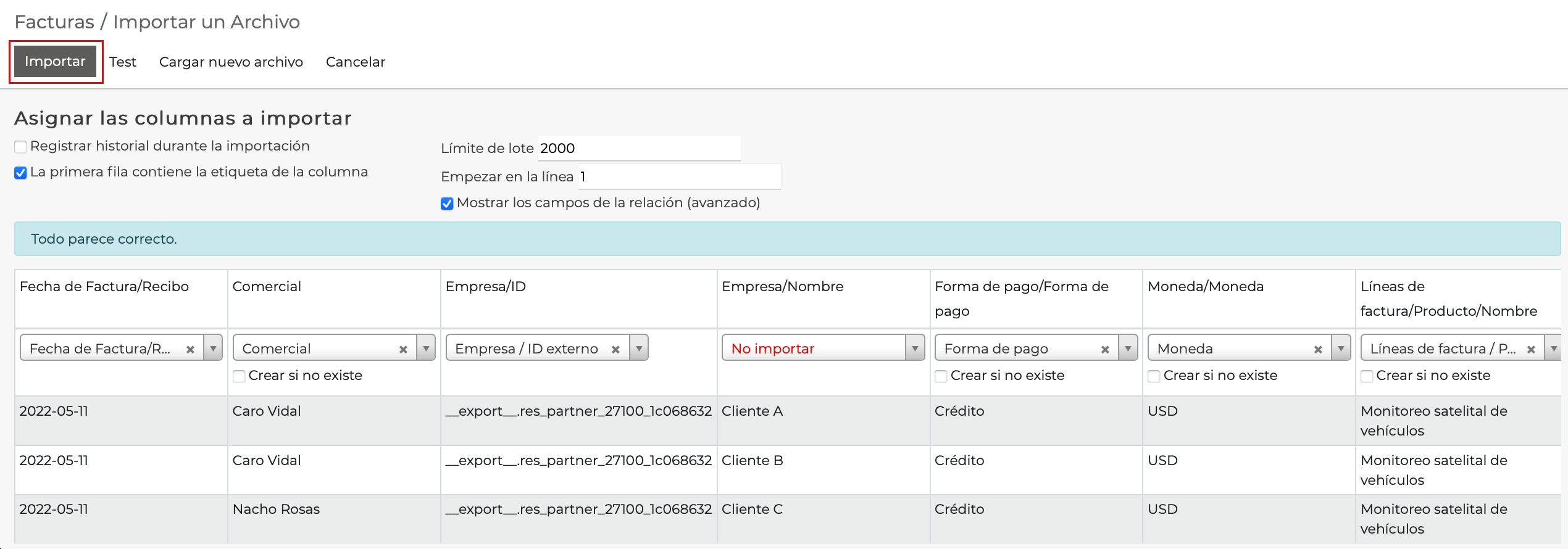 Imagen 12: Importar fichero