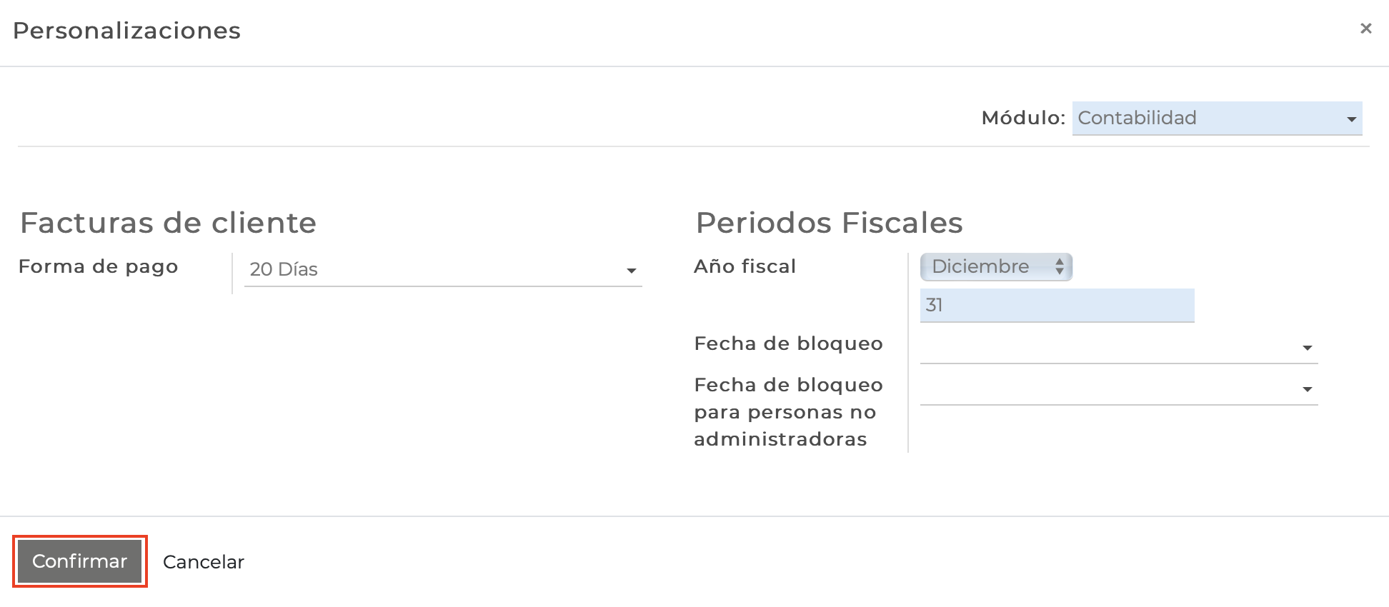 Imagen 5: Confirmar personalización